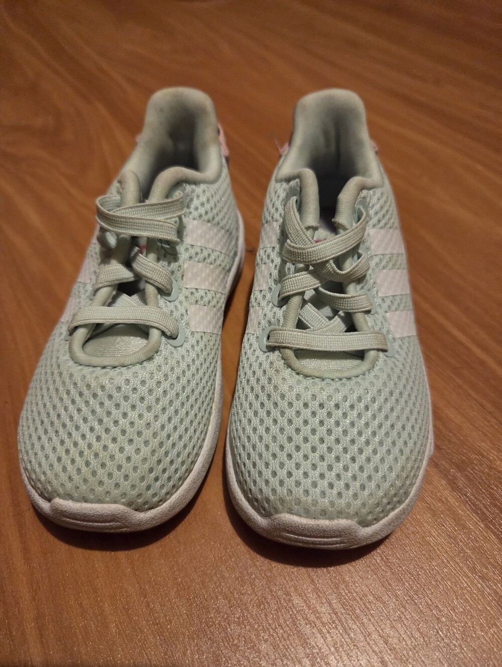 adidas Kids Mint Green and Pink Mesh Sneakers